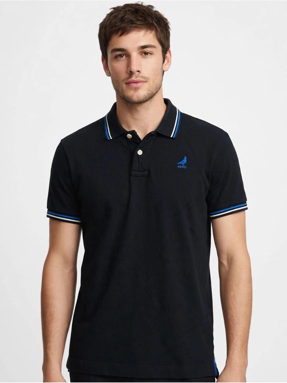 Aeropostale Black Polo with Blue Contrast Trim